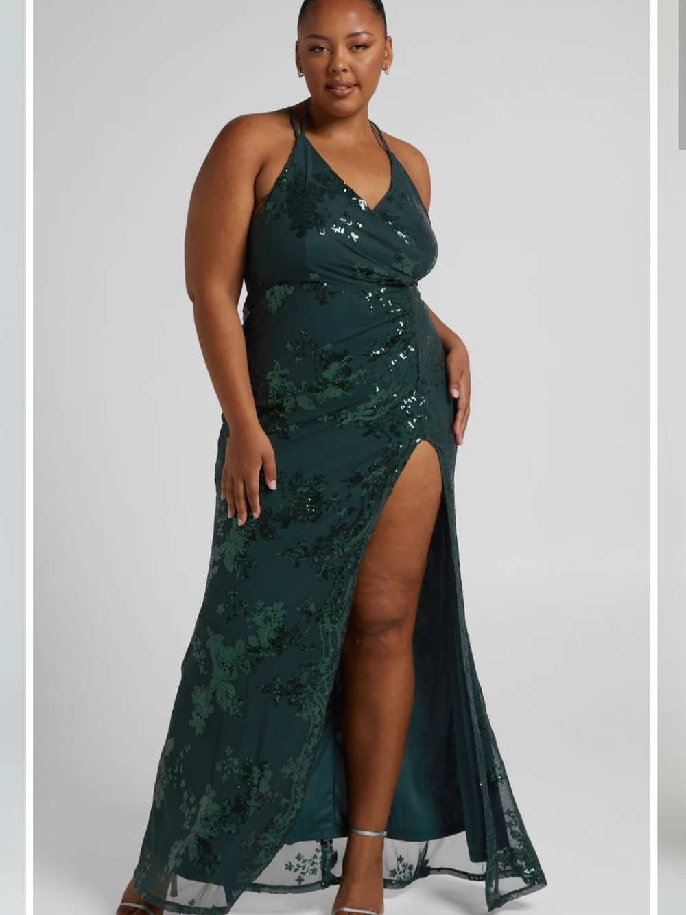Showpo Emerald Green Sequin Slip Dress